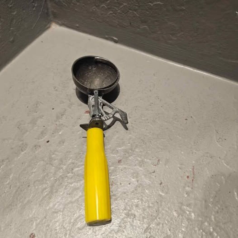 Vintage Mechanical Ice Cream Scoop with Yellow Handle